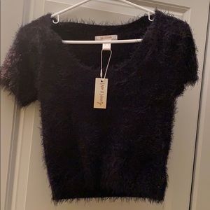 Fuzzy black t-shirt sweater